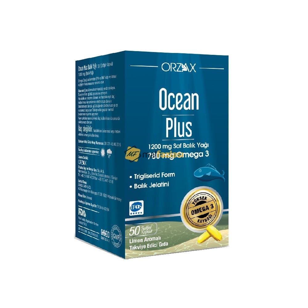 T0505 OCEAN PLUS BALIK YAĞI KAPSÜL TAKVİYE EDİCİ GIDA 1200 mg 50 kapsül